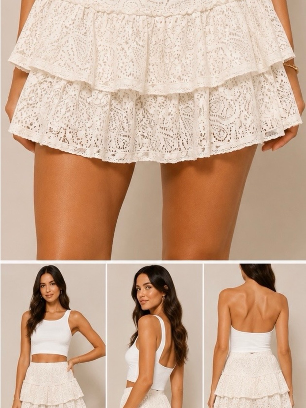 Robert Graham Marisol Tiered Lace Mini Skirt White Size XS
